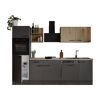 Küchenzeile 'Oliver' mit E-Geräten eichefarben/grau 280 cm