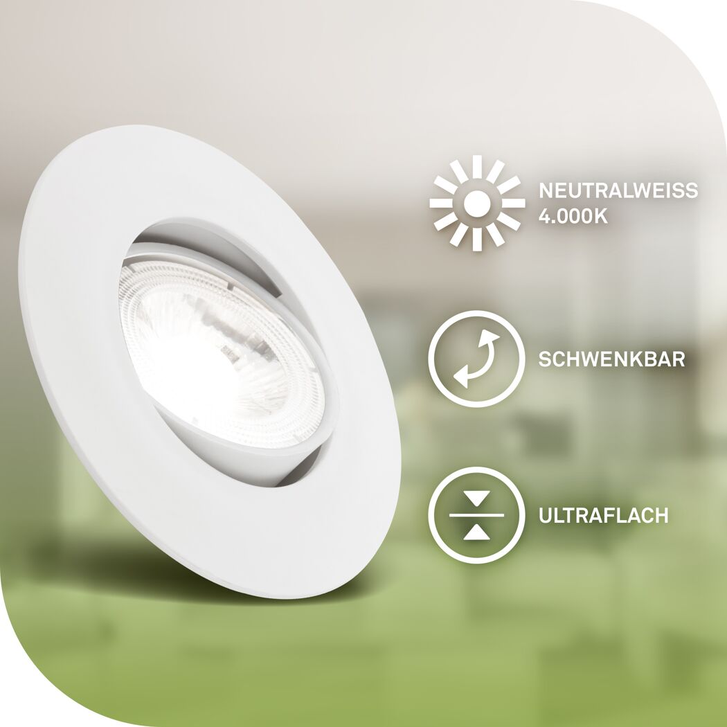 LED-Einbauleuchte 'Kulana' Ø 9 x 2,4 cm neutralweiß 6 W 1080 lm