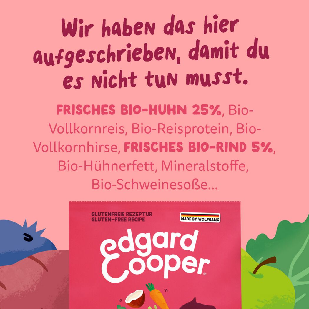 Hundetrockenfutter Frisches Bio-Rind & Huhn für mittelgroße Hunde 1 kg