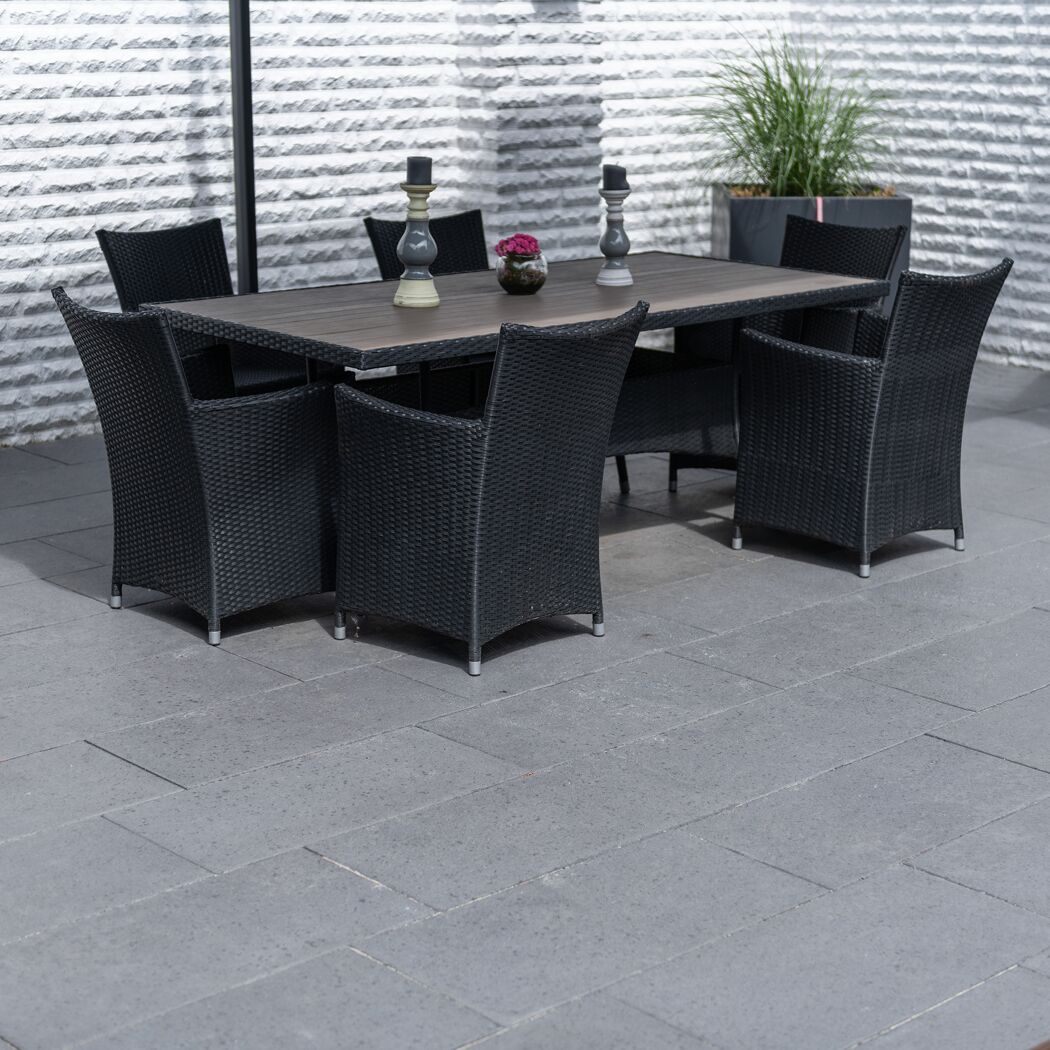 Terrassenplatte 'T-Court Noble' basaltfarben 80 x 40 x 4 cm