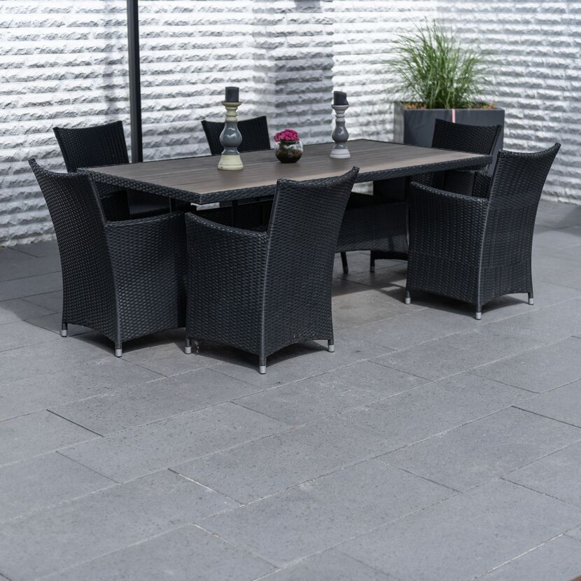 Terrassenplatte 'T-Court Noble' basaltfarben 80 x 40 x 4 cm