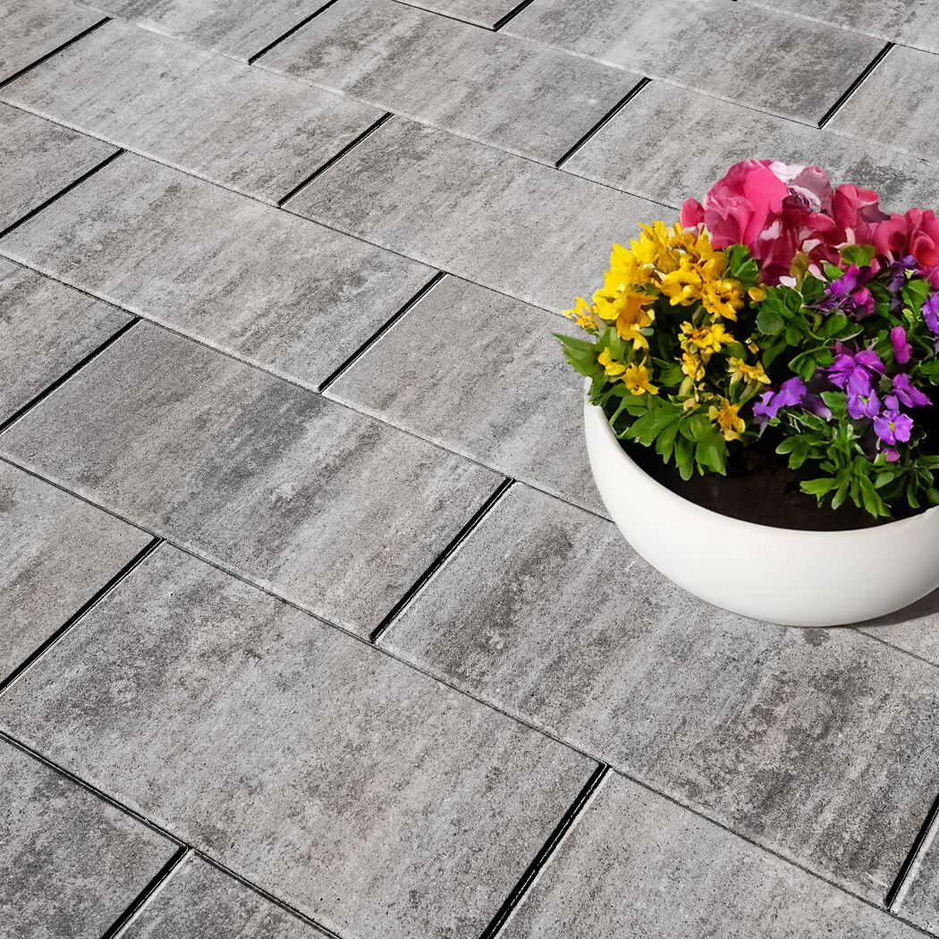 Terrassenplatte 'T-Court Solid' greige 40 x 20 x 4 cm