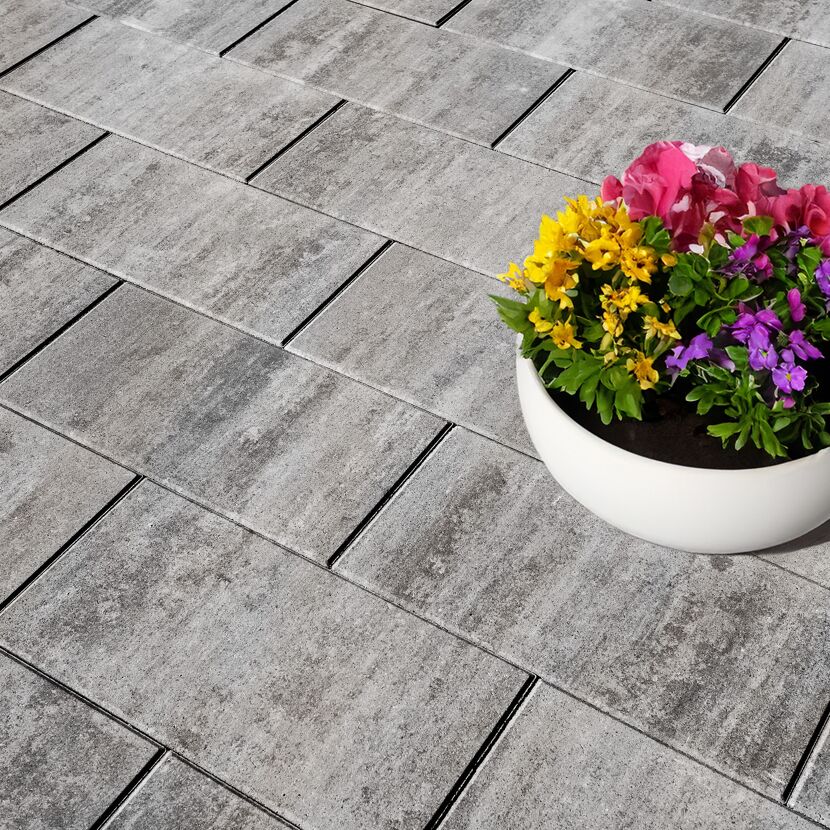 Terrassenplatte 'T-Court Solid' greige 40 x 20 x 4 cm