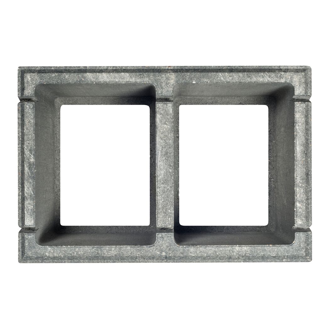 Mauerstein 'T-Wall Linear Maxi' quarzit mit zwei Hohlräumen.