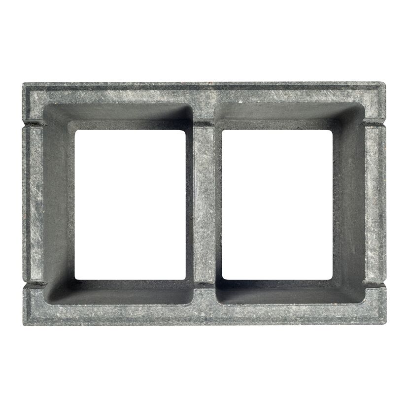 Mauerstein 'T-Wall Linear Maxi' quarzit mit zwei Hohlräumen.