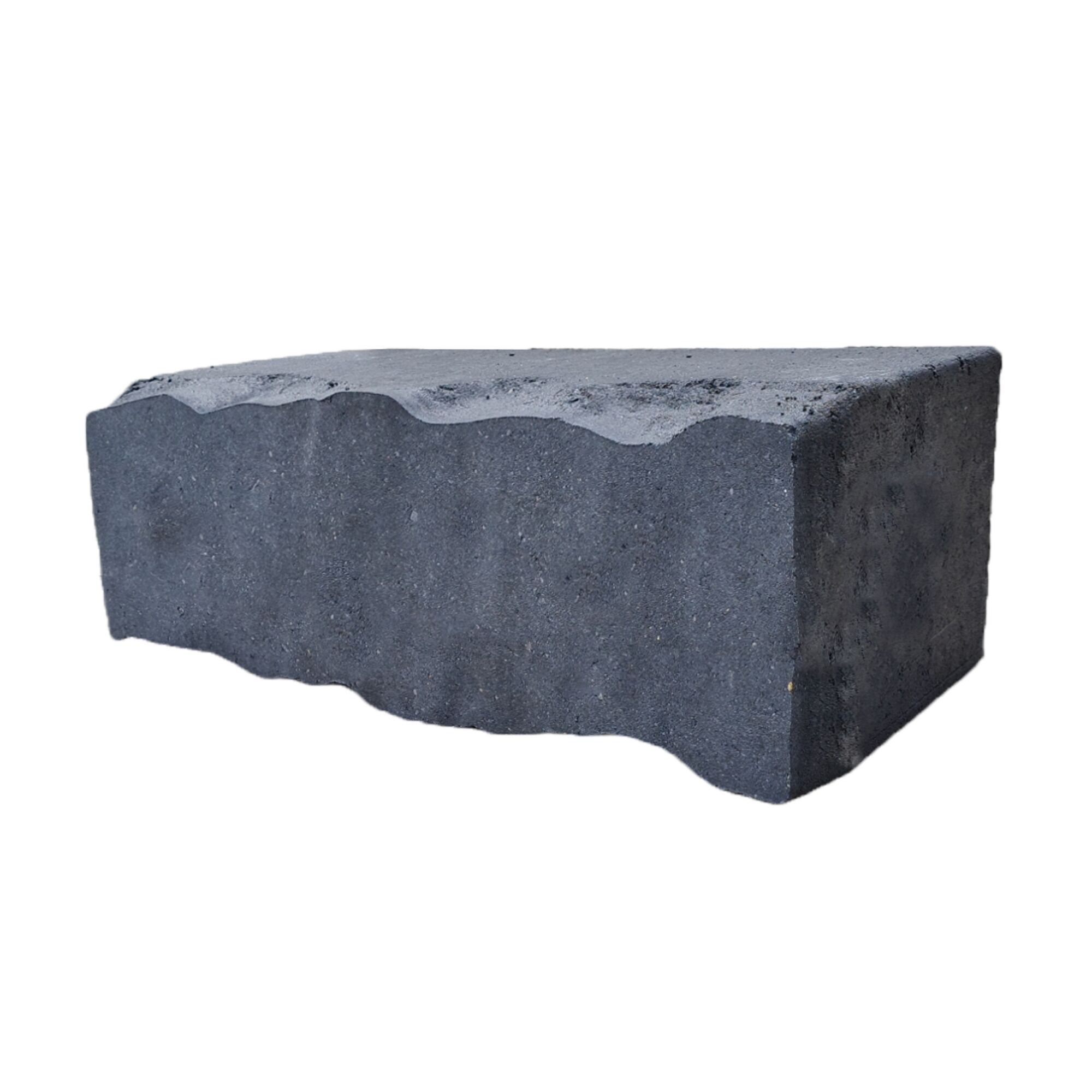 Basaltfarbener Mauerstein mit wellenförmiger Oberfläche