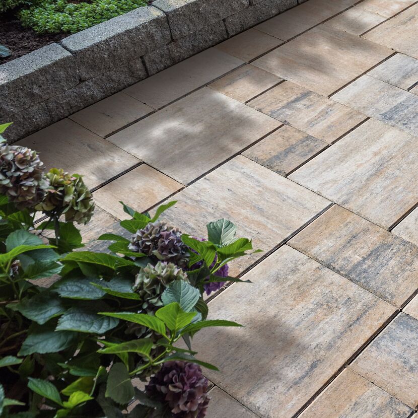 Terrassenplatte 'T-Court Blend' muschelkalkfarben mehrformatig