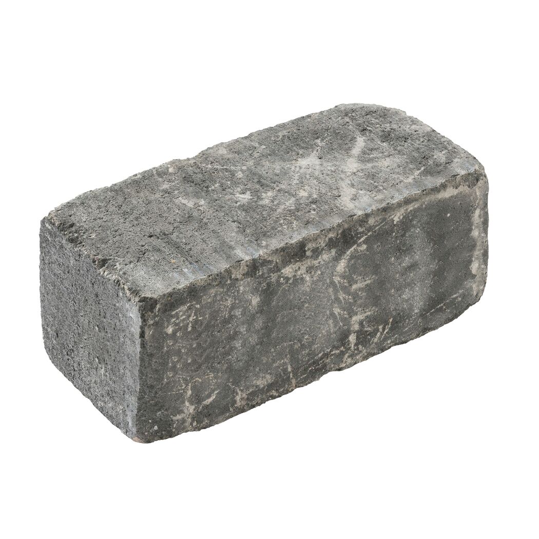 Basaltfarbener Mauerstein mit rauer Oberfläche