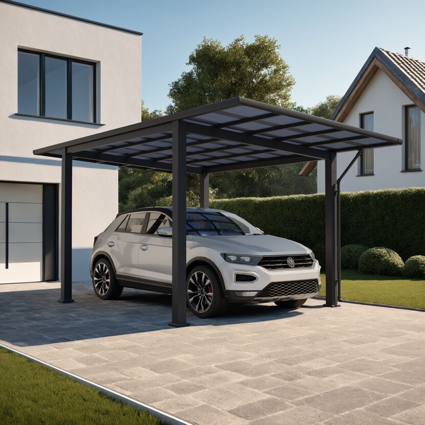 Einzelcarport 'Wing Plus Standard' Aluminium anthrazit 293 x  250 x 530 cm
