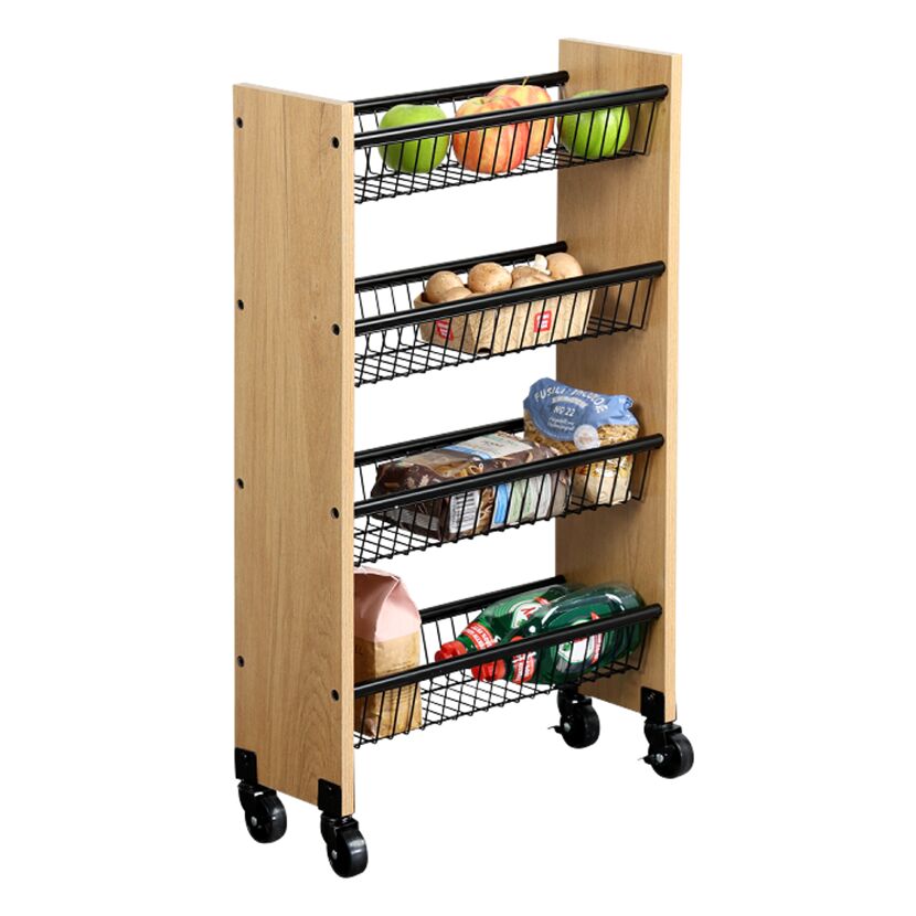 Küchenrollwagen schwarz/holzfarben 45 x 77 x 17 cm