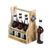 Geflammter Flaschenträger 'Männerhandtasche' mit Flaschen und integriertem Flaschenöffner.