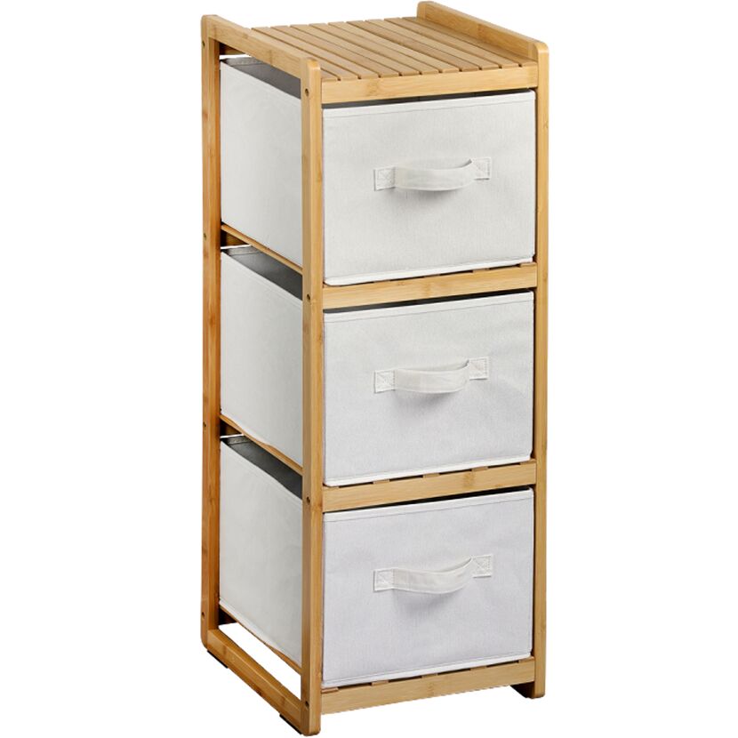 Aufbewahrungsregal mit 3 Stoffboxen Bambus braun 29,5 x 87 x 33,5 cm