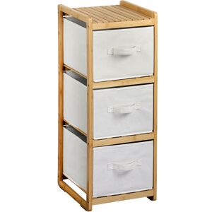 Aufbewahrungsregal mit 3 Stoffboxen Bambus braun 29,5 x 87 x 33,5 cm