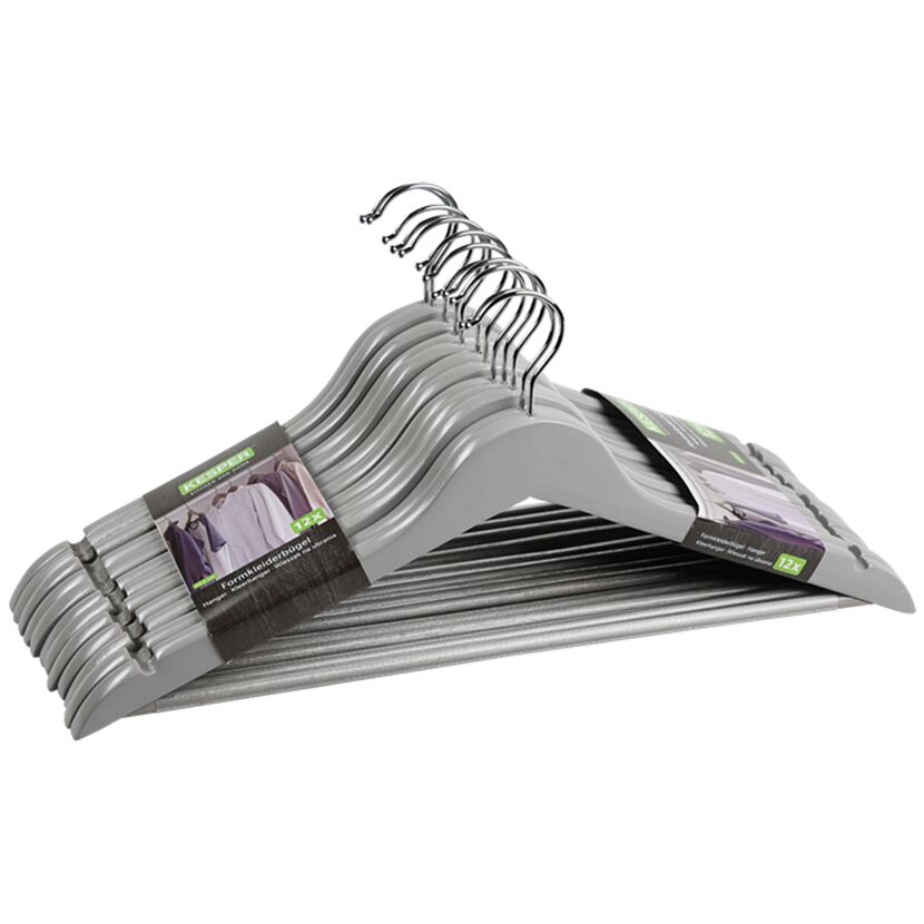 Formkleiderbügel FSC®-zertifiziertes Eukalyptusholz grau 12er-Pack