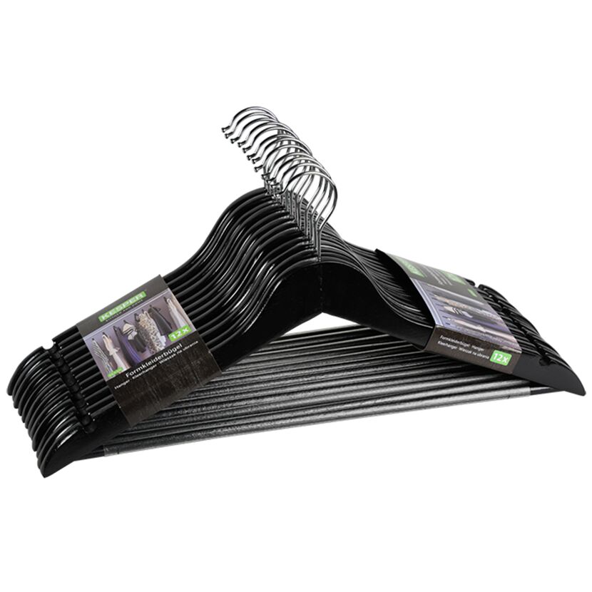 Formkleiderbügel FSC®-zertifiziertes Eukalyptusholz schwarz 12er-Pack