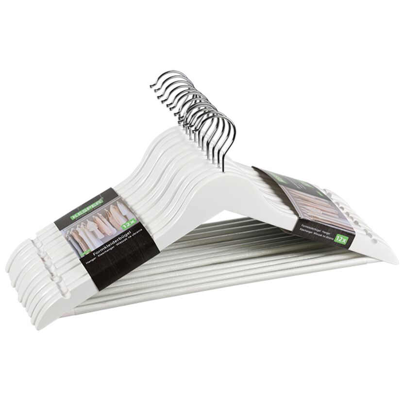 Formkleiderbügel FSC®-zertifiziertes Eukalyptusholz weiß 12er-Pack