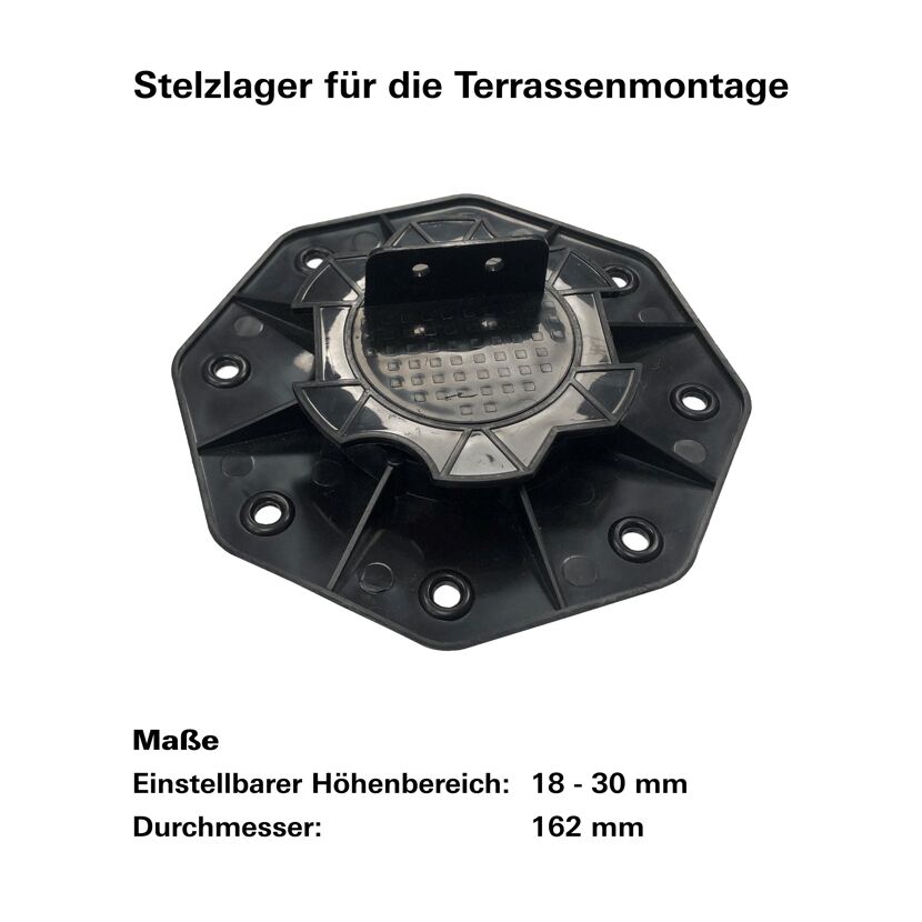 Terrassenlager Kunststoff 16,2 x 16,2 x 1,8 cm schwarz