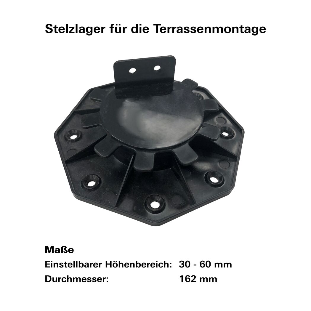 Terrassenlager Kunststoff 20,5 x 20,5 x 3 cm schwarz
