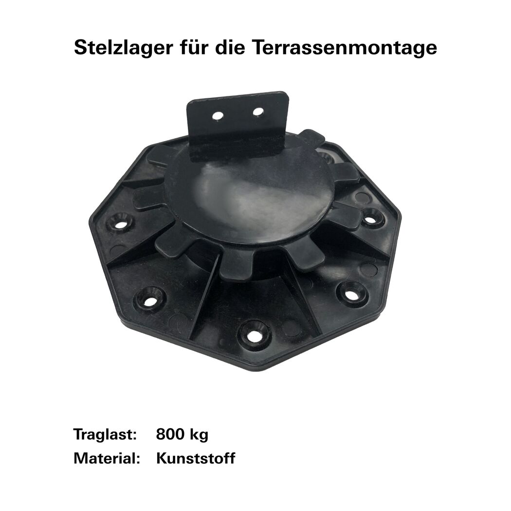Terrassenlager Kunststoff 20,5 x 20,5 x 3 cm schwarz