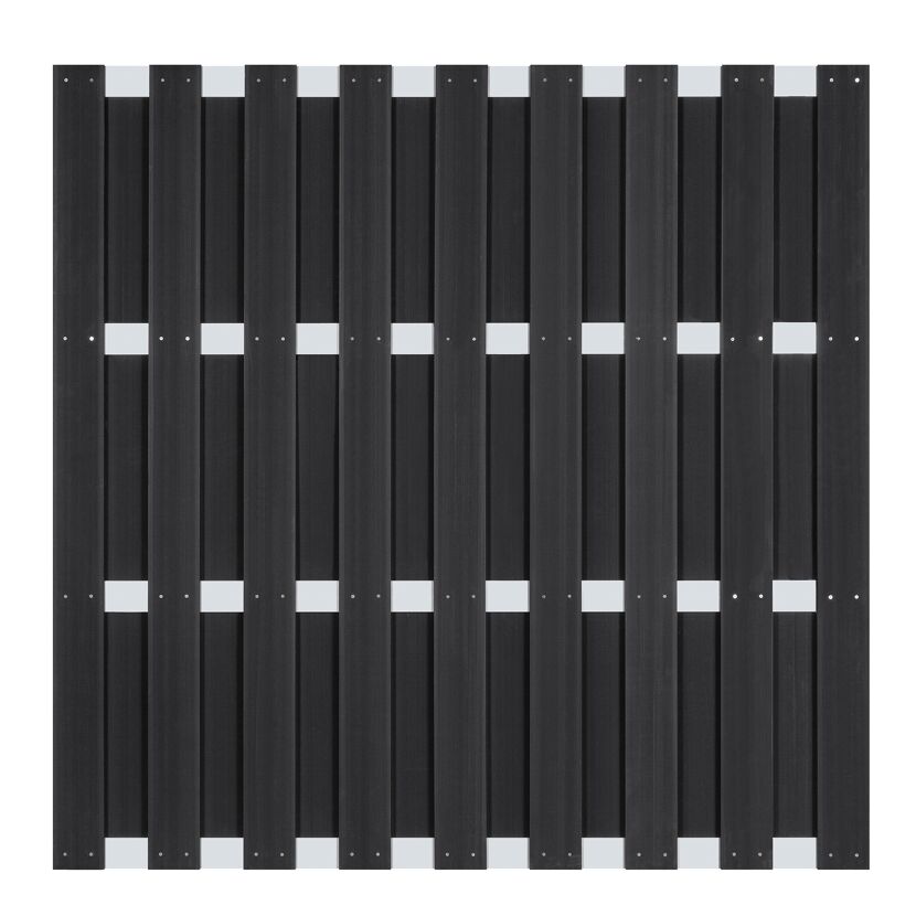 Zaunelement 'Grace Line' WPC/Aluminium grau 180 x 180 cm