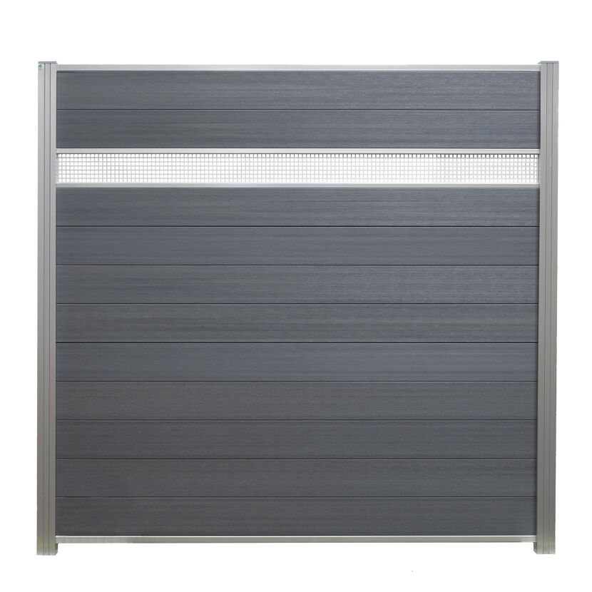 Zaunelement 'Cora Line' Aluminium silber 179 x 14 cm