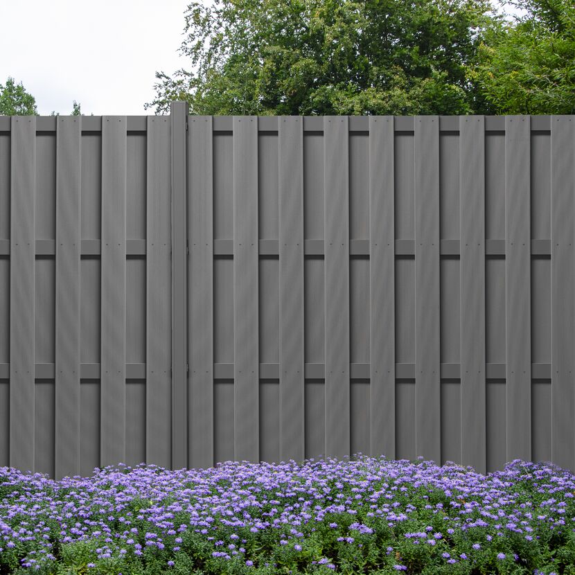 Zaunelement 'Color Line' WPC/Aluminium grau 180 x 180 cm