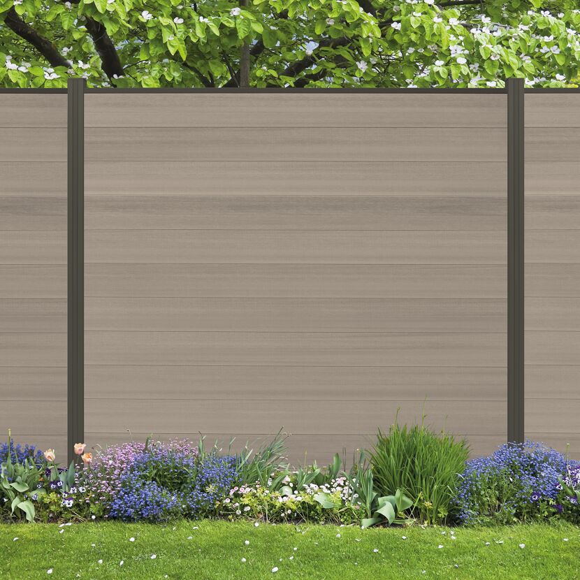 Zaunbohlen 'Cora Line' WPC grau/braun 179 x 14 cm