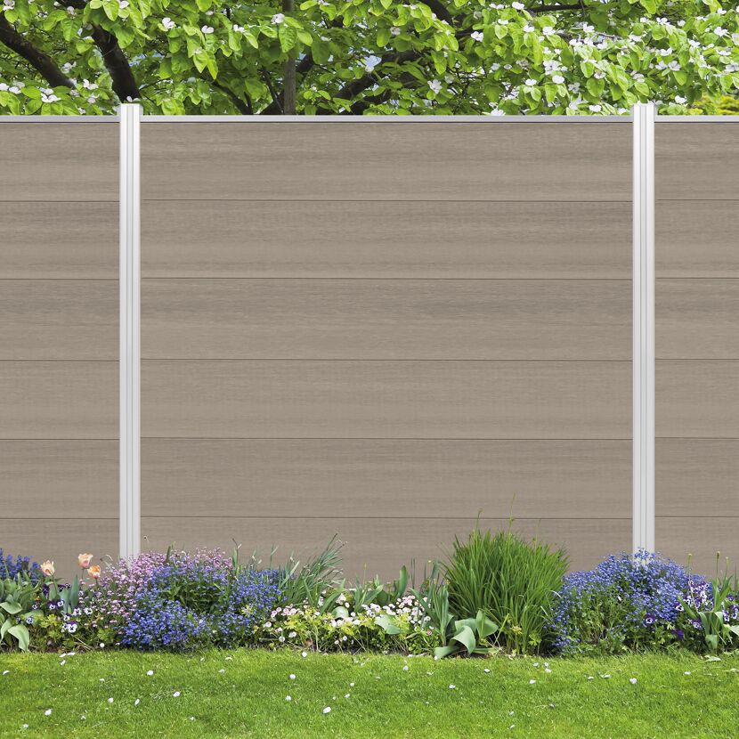 Zaunbohlen 'Cora Line' WPC grau/braun 179 x 28 cm