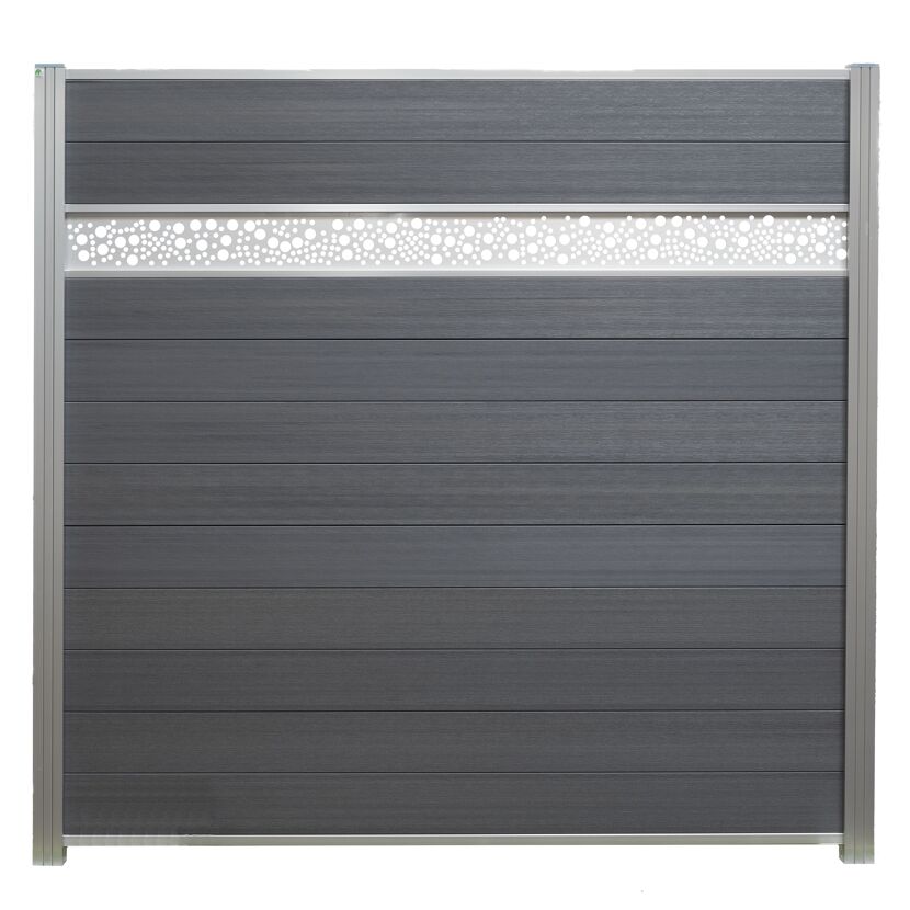 Zaunelement Cora Line Aluminium silber mit Lochmuster