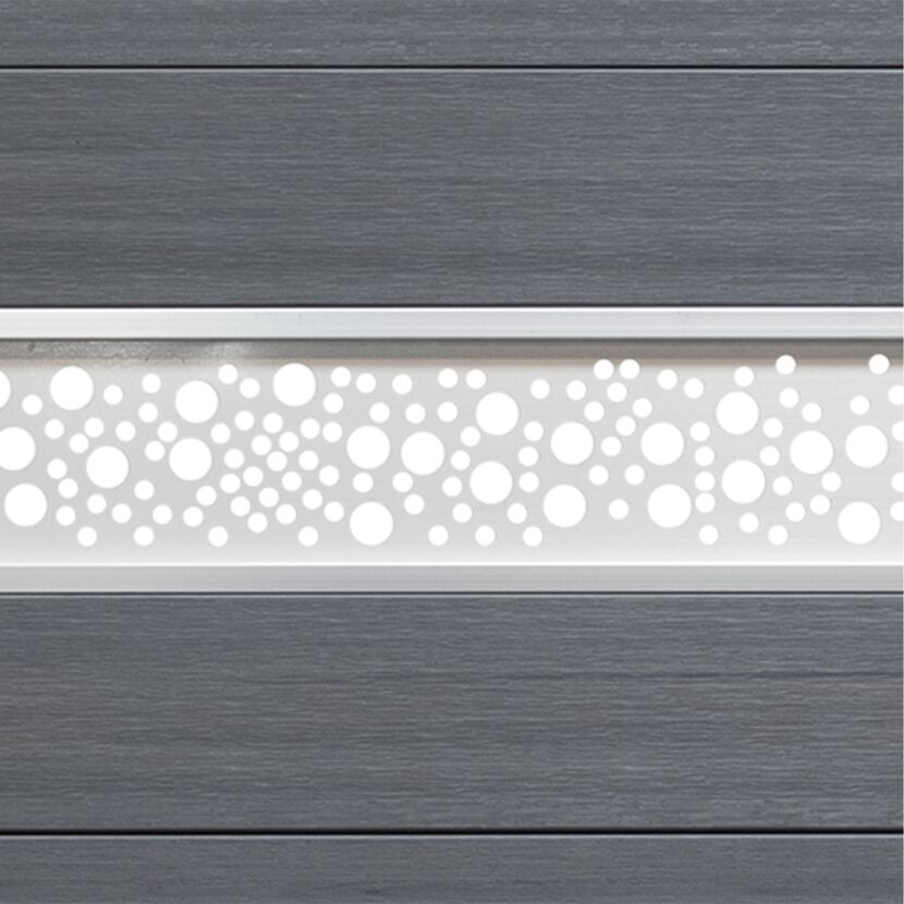 Zaunelement 'Cora Line' aus Aluminium mit modernem Kreismuster