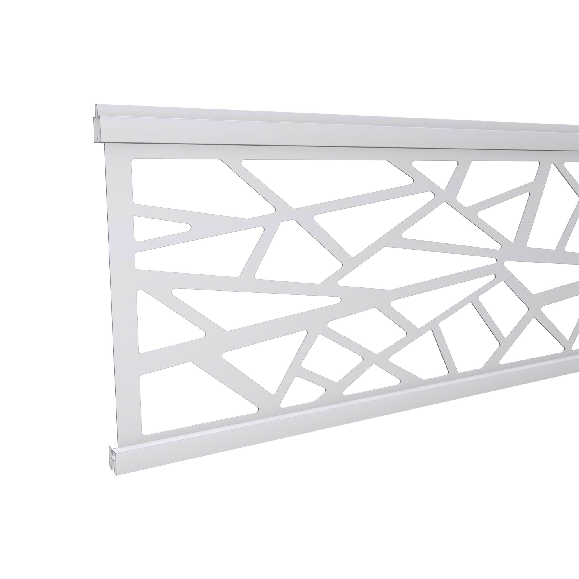 Silbernes Aluminium Zaunelement 'Cora Line' mit geometrischem Muster
