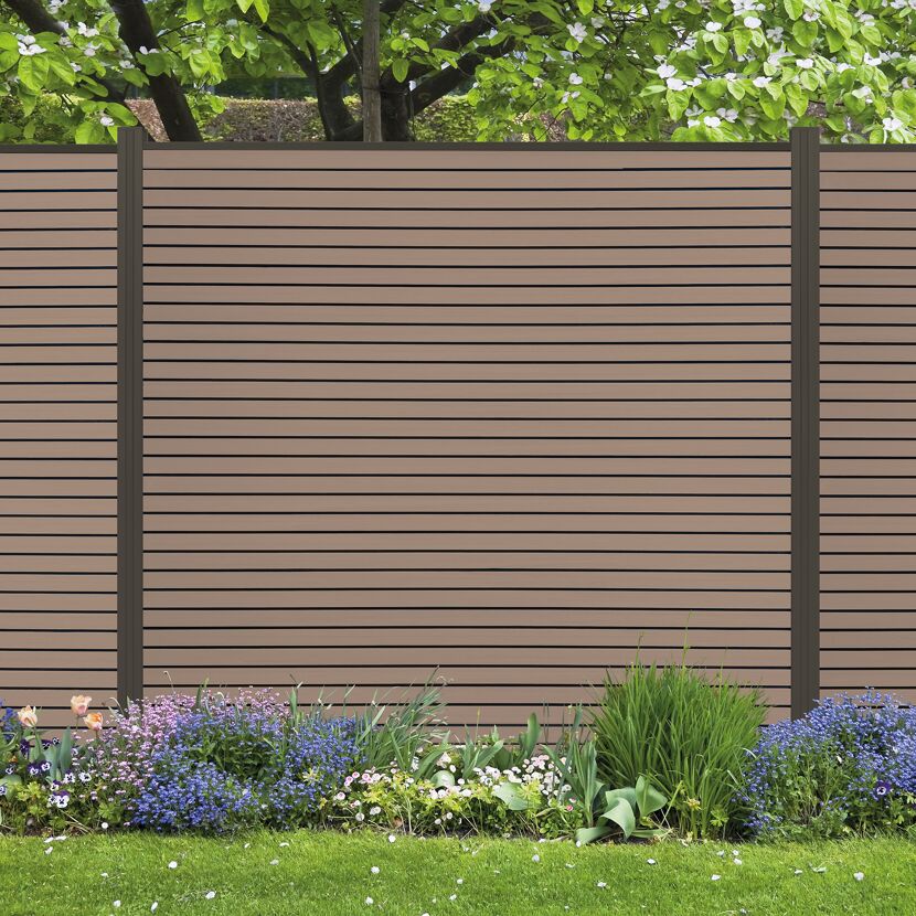 Zaunbohlen 'Stella Line' WPC grau/braun 179 x 14 cm
