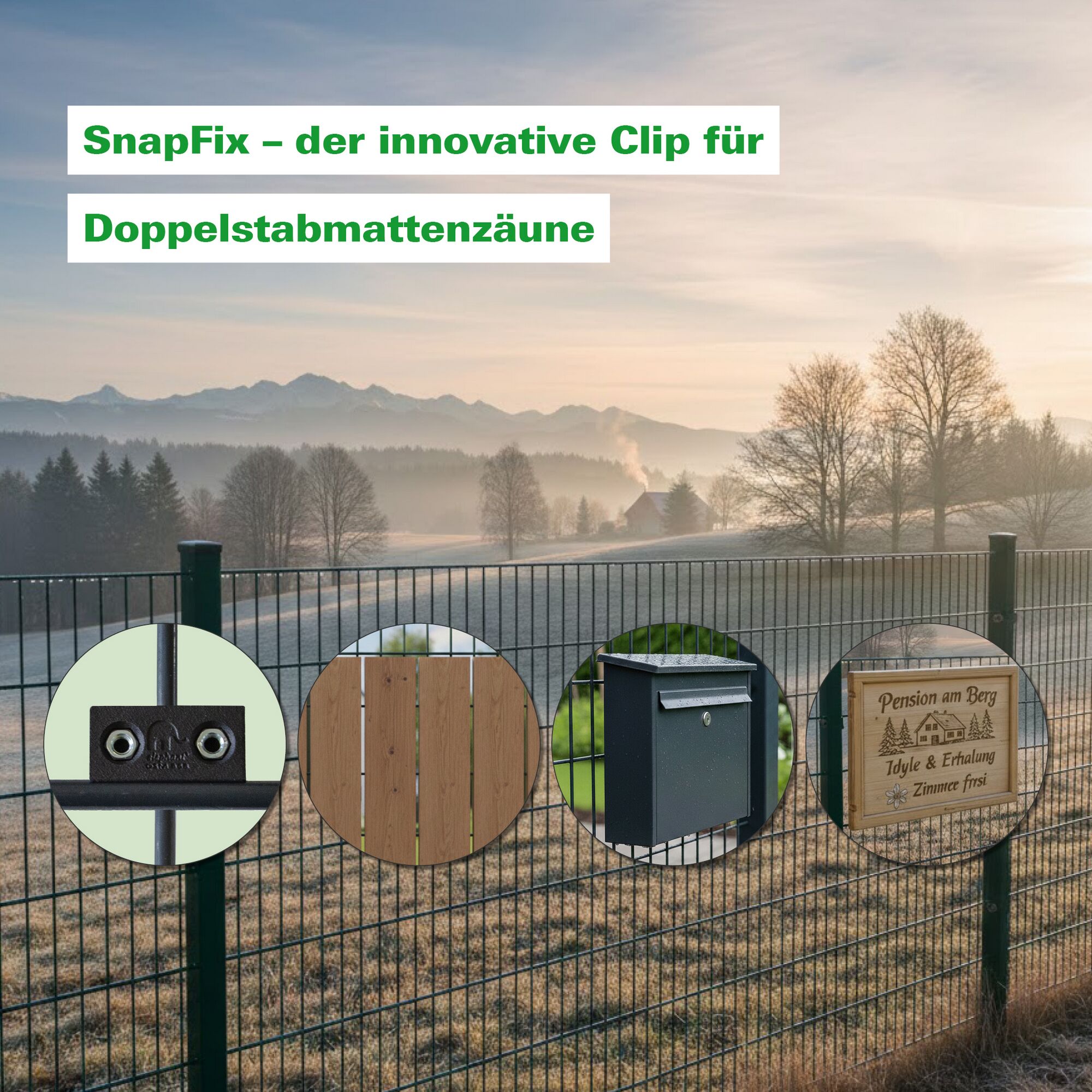 Grauer Snapfix Befestigungsclip für Doppelstabmattenzäune und Anwendungen