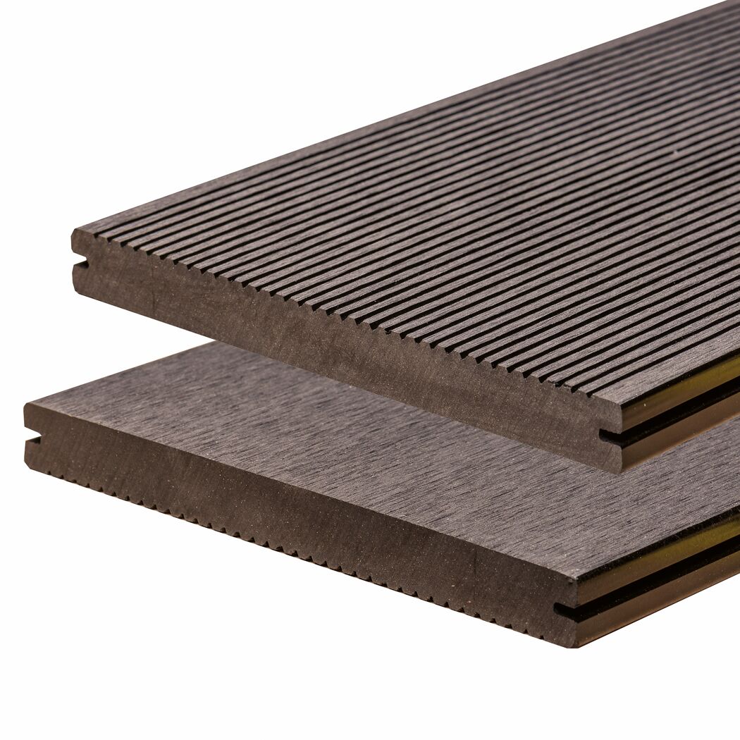 Terrassendiele WPC 400 x 19 x 2 cm grau/schwarz