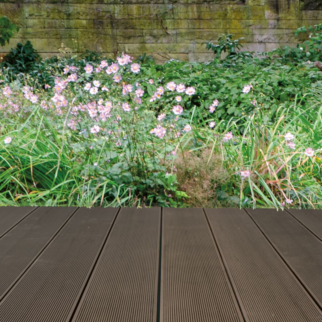 Terrassendiele WPC 400 x 19 x 2 cm grau/schwarz