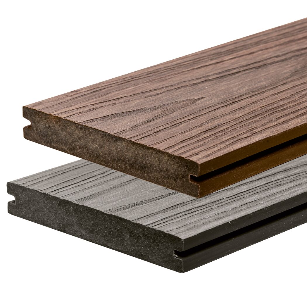 Terrassendiele WPC 400 x 14,3 x 2 cm braun/grau