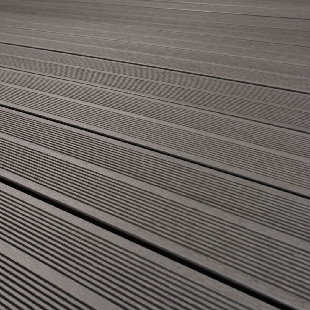 Terrassendiele WPC 300 x 14 x 2 cm grau/schwarz