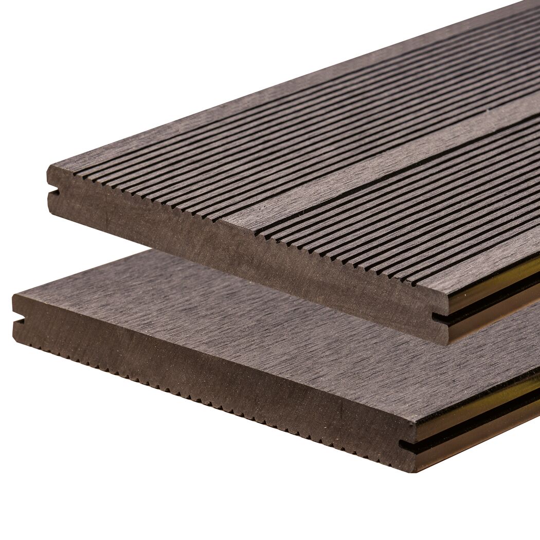 Terrassendiele WPC 300 x 19 x 2 cm grau/schwarz