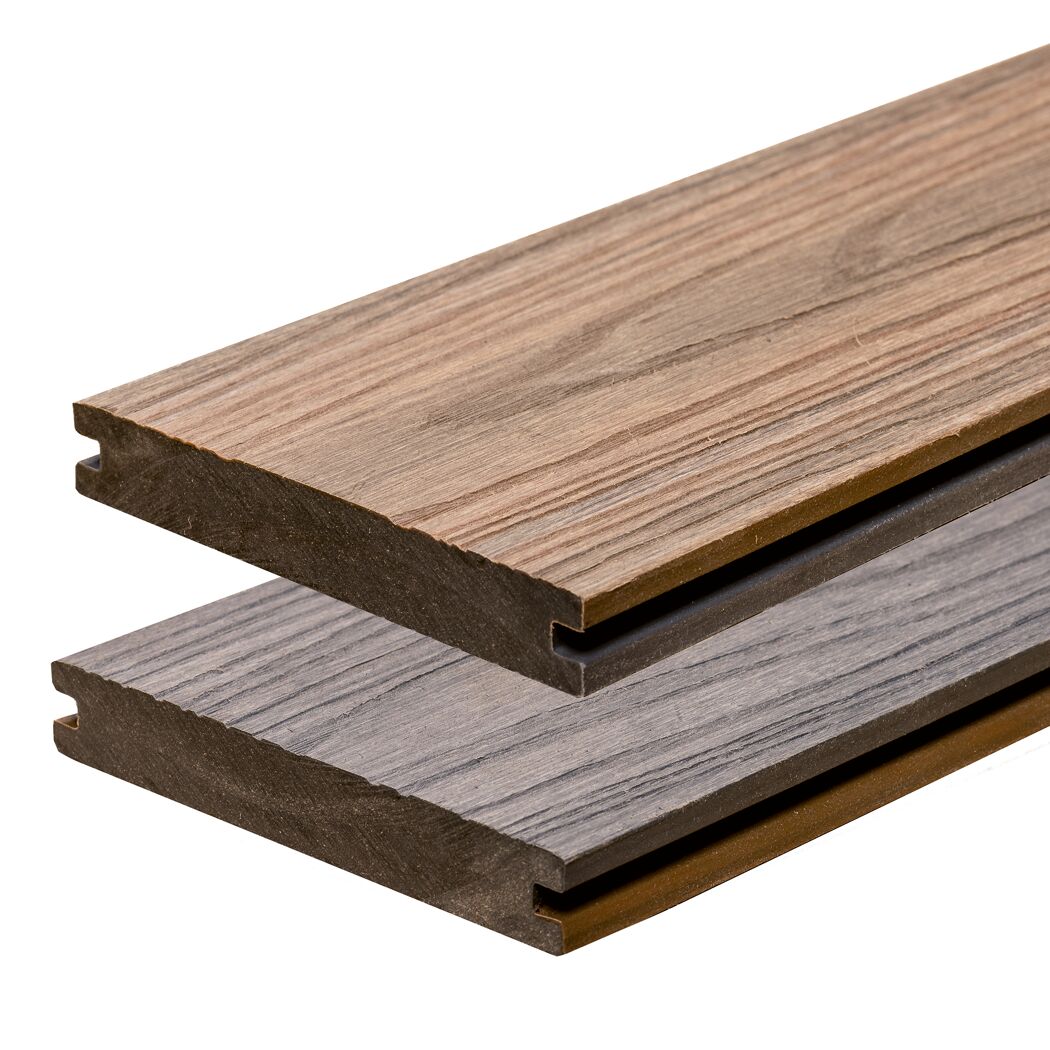 Terrassendiele WPC 400 x 14,3 x 2 cm braun/grau