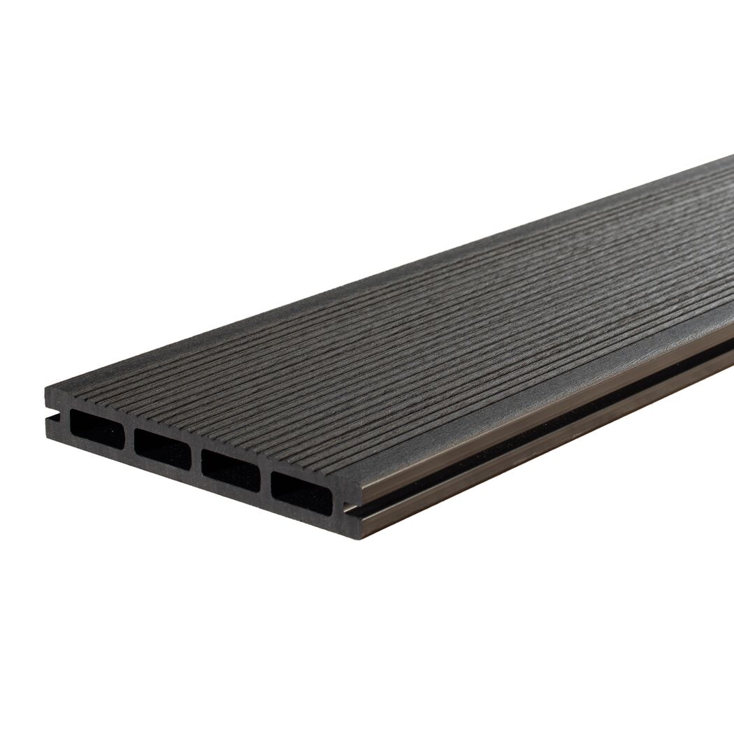 Terrassendiele WPC 300 x 14,5 x 2 cm grau/schwarz