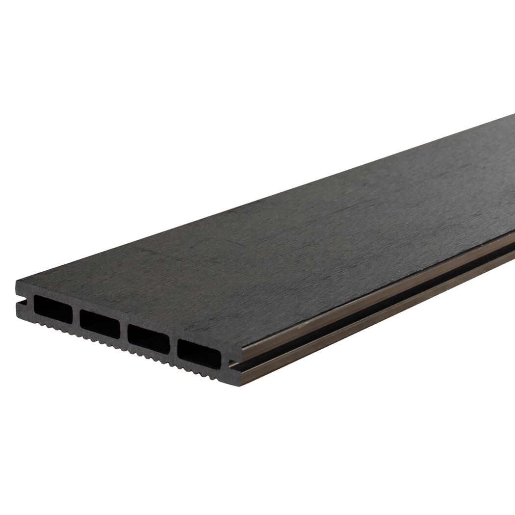 Terrassendiele WPC 300 x 14,5 x 2 cm grau/schwarz