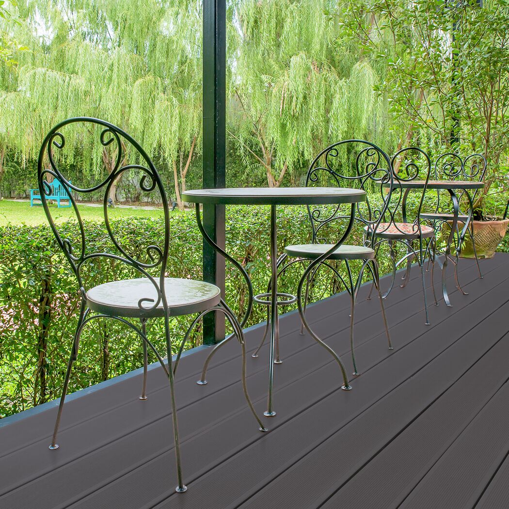 Terrassendiele WPC 300 x 14,5 x 2 cm grau/schwarz