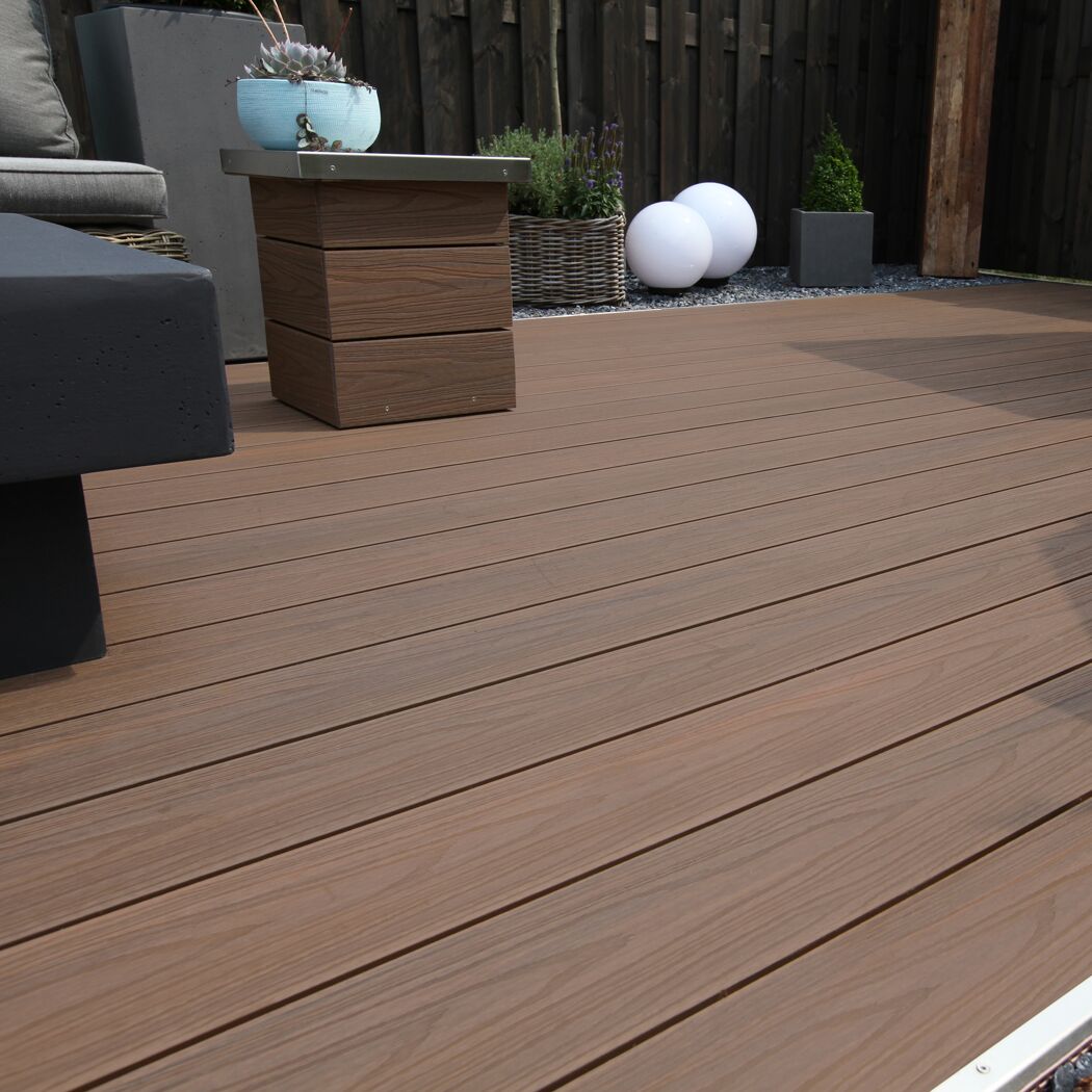 Terrassendiele WPC 300 x 14 x 2,5 cm braun/grau