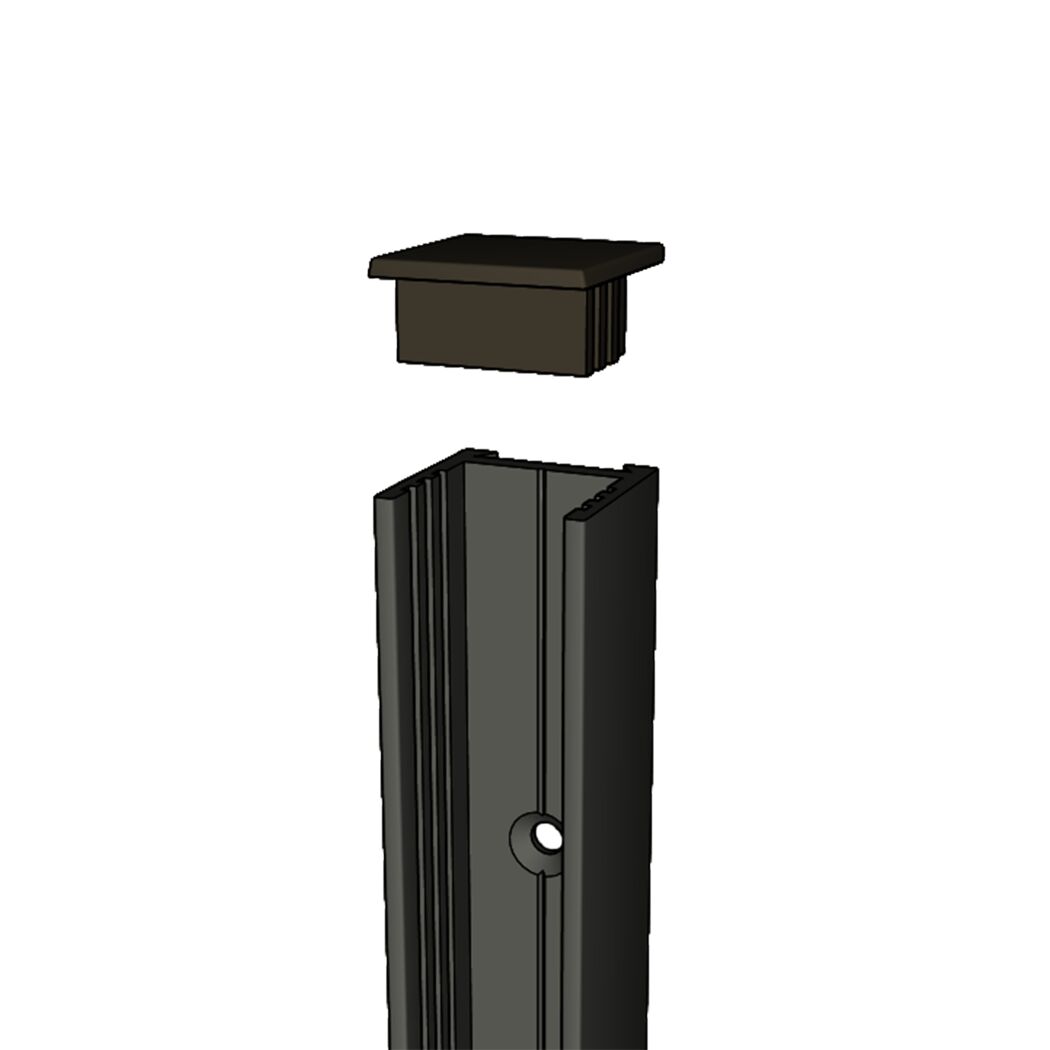 Graues Aluminium Wandanschlussprofil mit Endkappe.