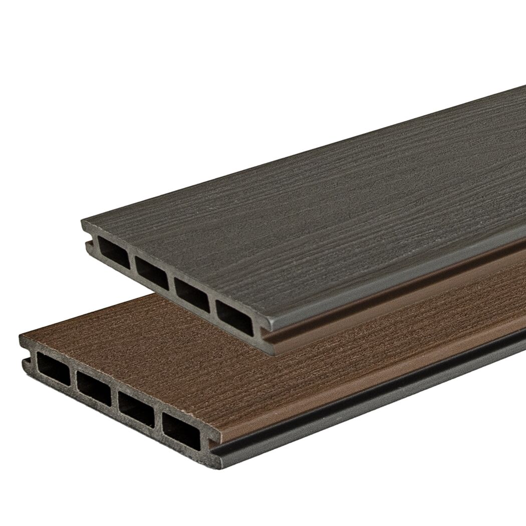 Terrassendiele WPC 200 x 14 x 2,5 cm braun/grau