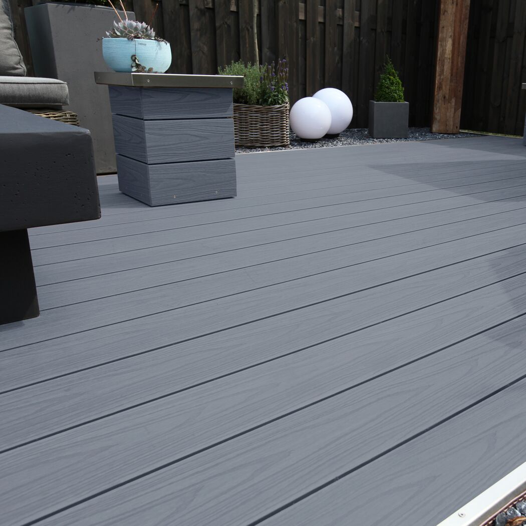 Terrassendiele WPC 200 x 14 x 2,5 cm braun/grau