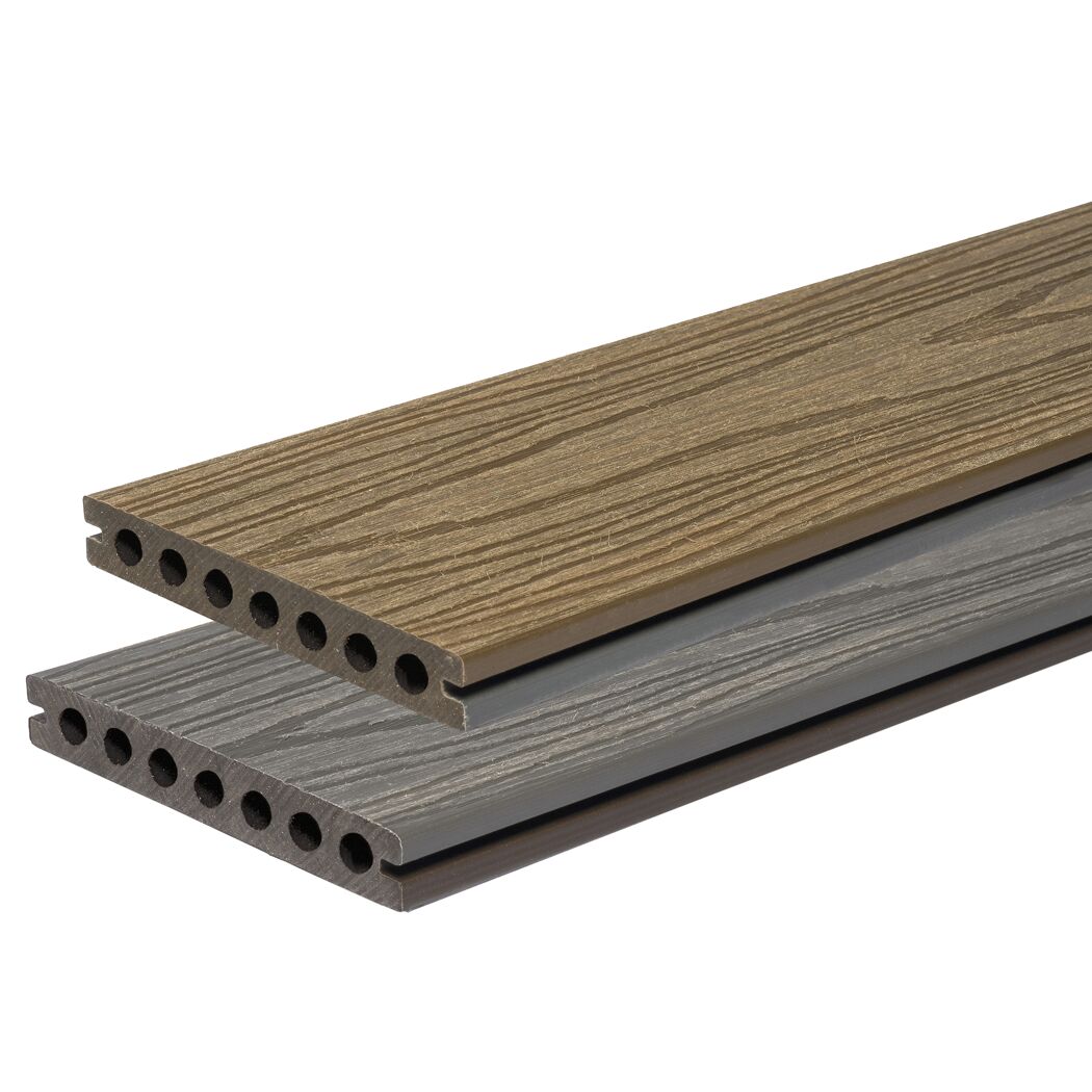 Terrassendiele WPC 400 x 14 x 2,25 cm braun/grau