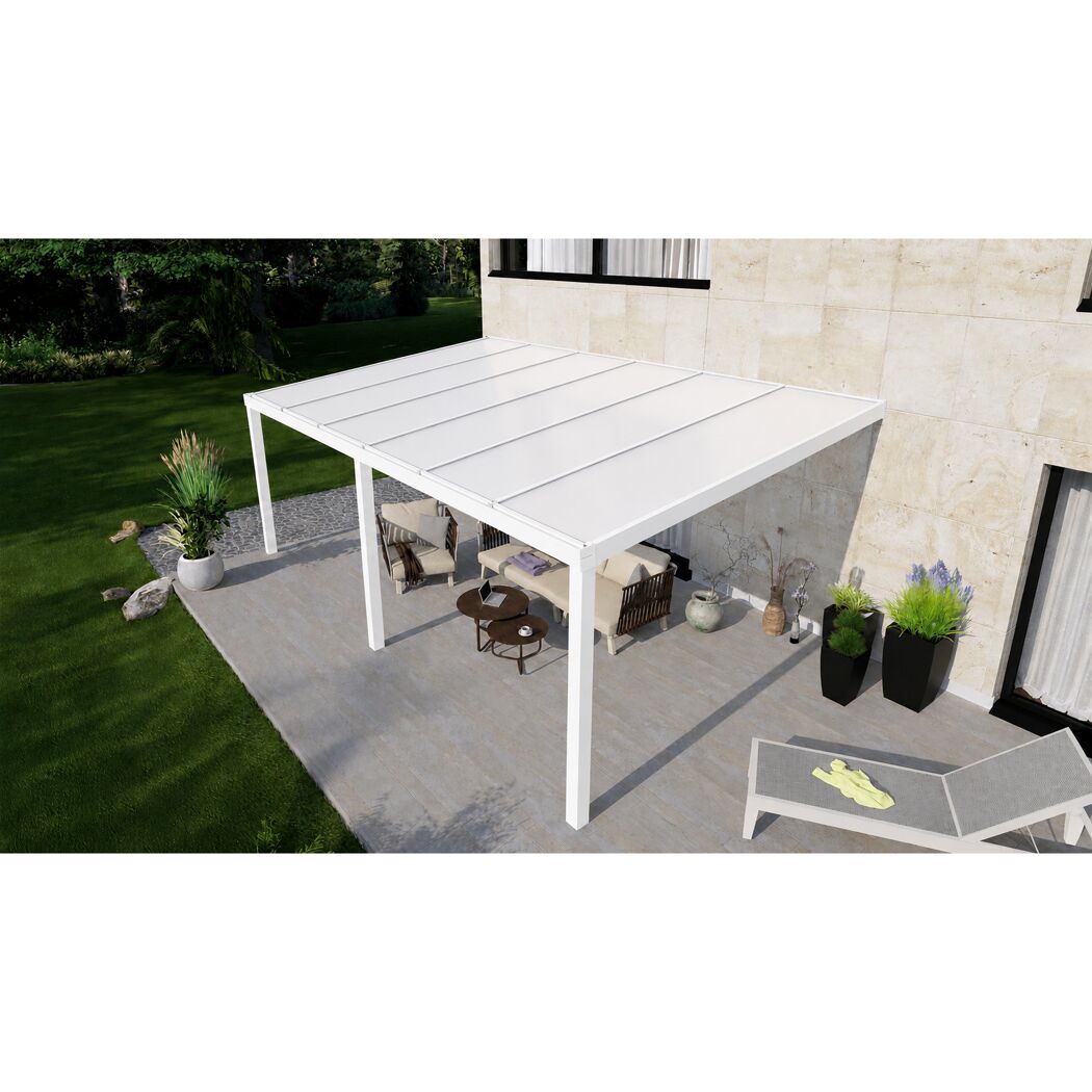 Terrassenüberdachung 'Premium Roof' weiß 506 x 300 cm Polycarbonat opal