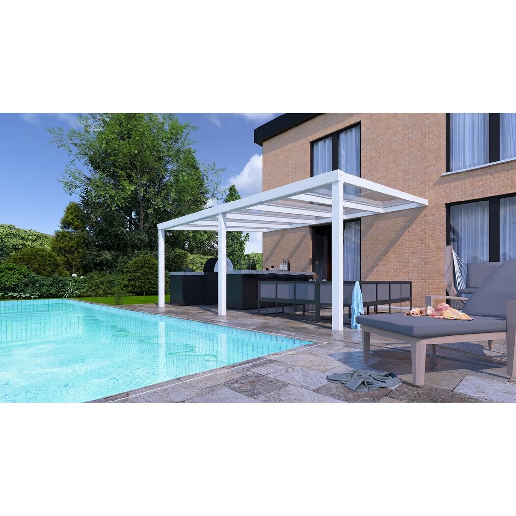 Terrassenüberdachung 'Premium Roof' weiß 606 x 300 cm Polycarbonat transparent