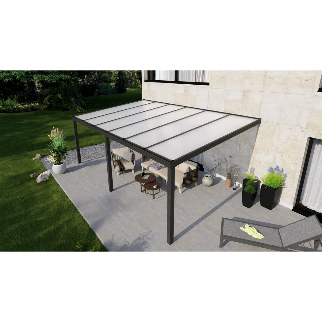 Terrassenüberdachung 'Premium Roof' anthrazit 606 x 300 cm Polycarbonat opal